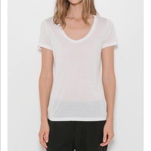 L'Agence Scoop Neck Perfect T - White - Large